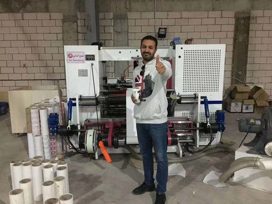 Слиттер Ревиндер термальной бумаги Шафтлесс